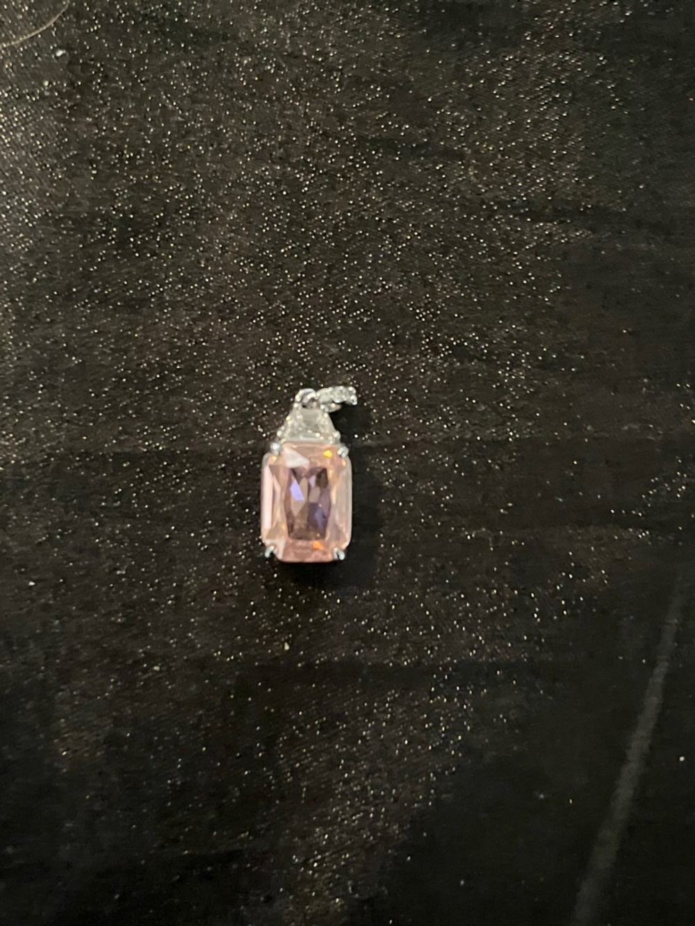 Delicate Pink Rectangular Crystal Pendant Necklace